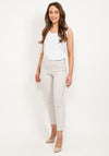 Robell Bella 09 Striped Ankle Grazer Trousers, Beige & White
