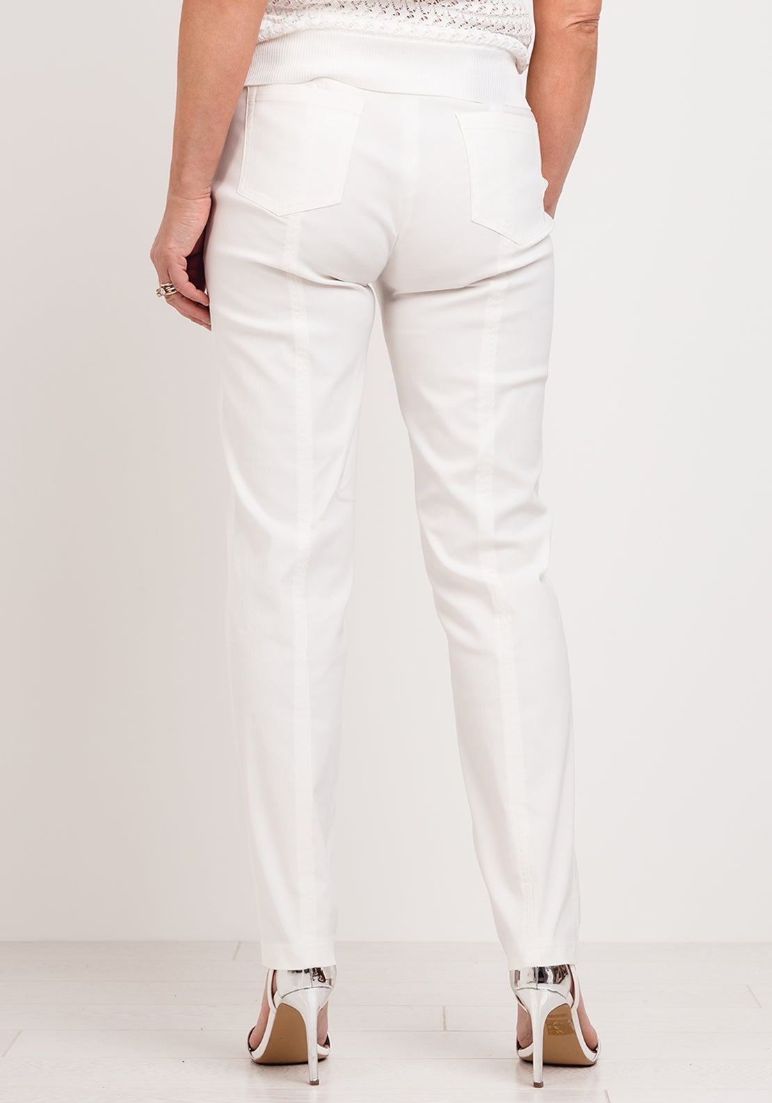 Robell Bella Full Length Stretch Trousers, Cream