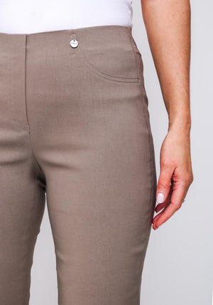 Robell Bella Full Length Stretch Trouser, Light Brown