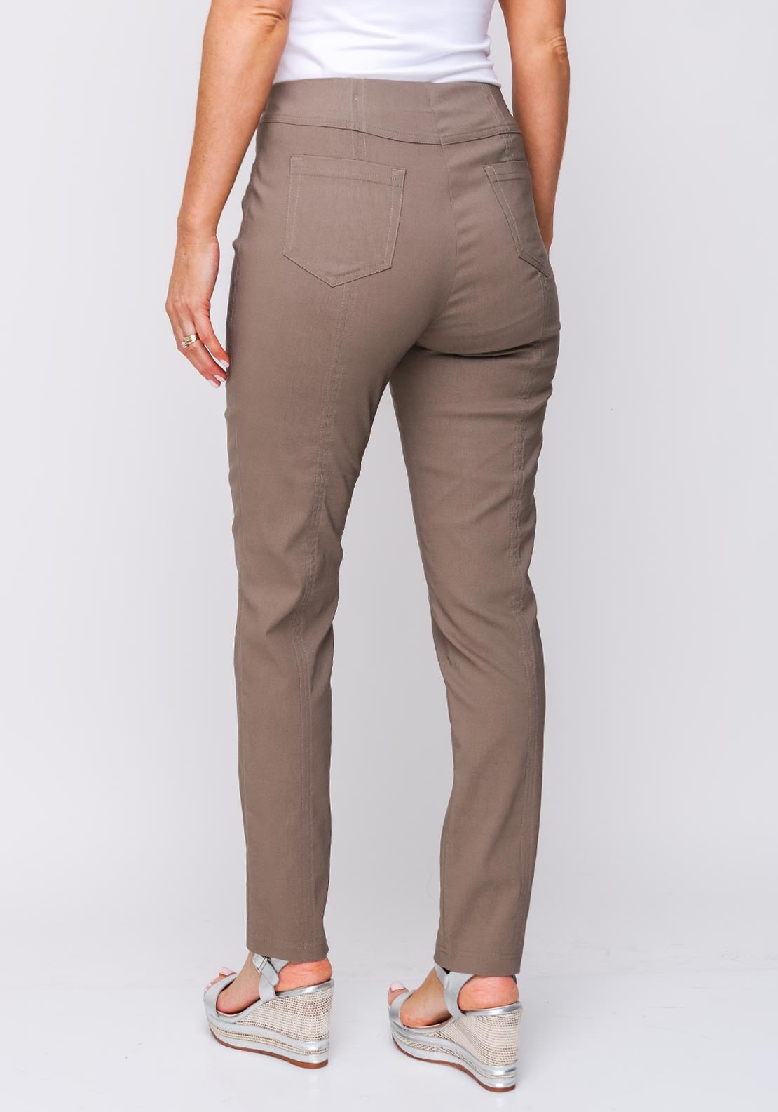 Robell Bella Full Length Stretch Trouser, Light Brown