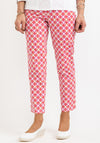 Robell Bella 09 Ankle Grazer Printed Trousers, Red Multi
