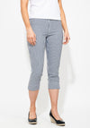 Robell Rose 07 Cropped & Striped Stretch Trouser, White & Navy