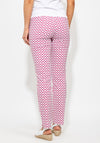 Robell Marie Printed Full Length Stretch Trouser, White & Pink