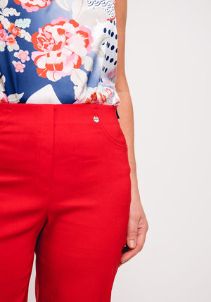 Robell Bella 05 Slim Knee Length Shorts, Red