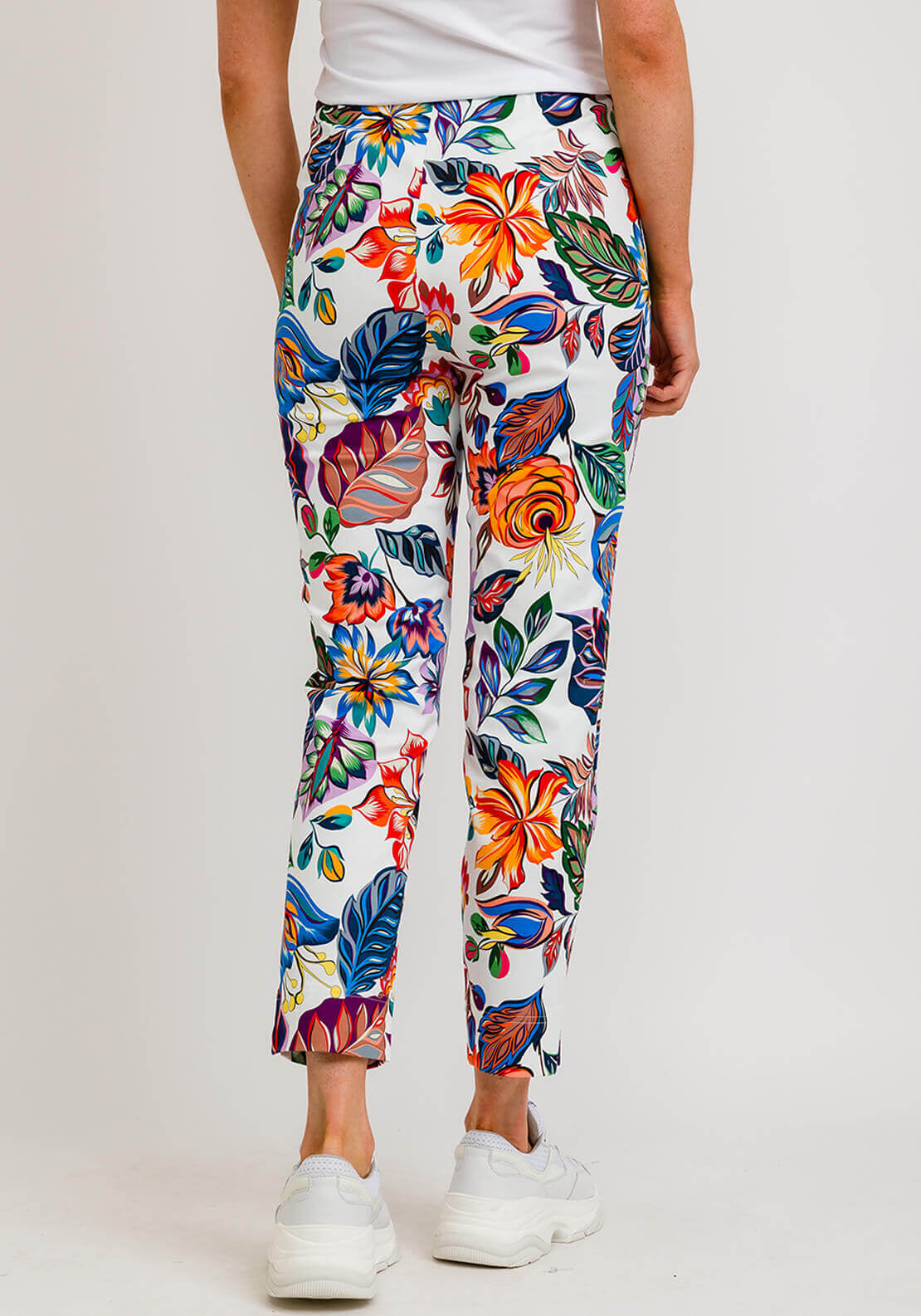 Robell Rose 09 Wild Flower Cropped Trousers, White Multi