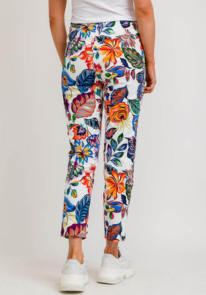 Robell Rose 09 Wild Flower Cropped Trousers, White Multi