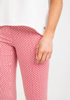 Robell Rose 07 Printed Slim Fit Capri Trousers, Red