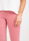 Robell Rose 07 Printed Slim Fit Capri Trousers, Red