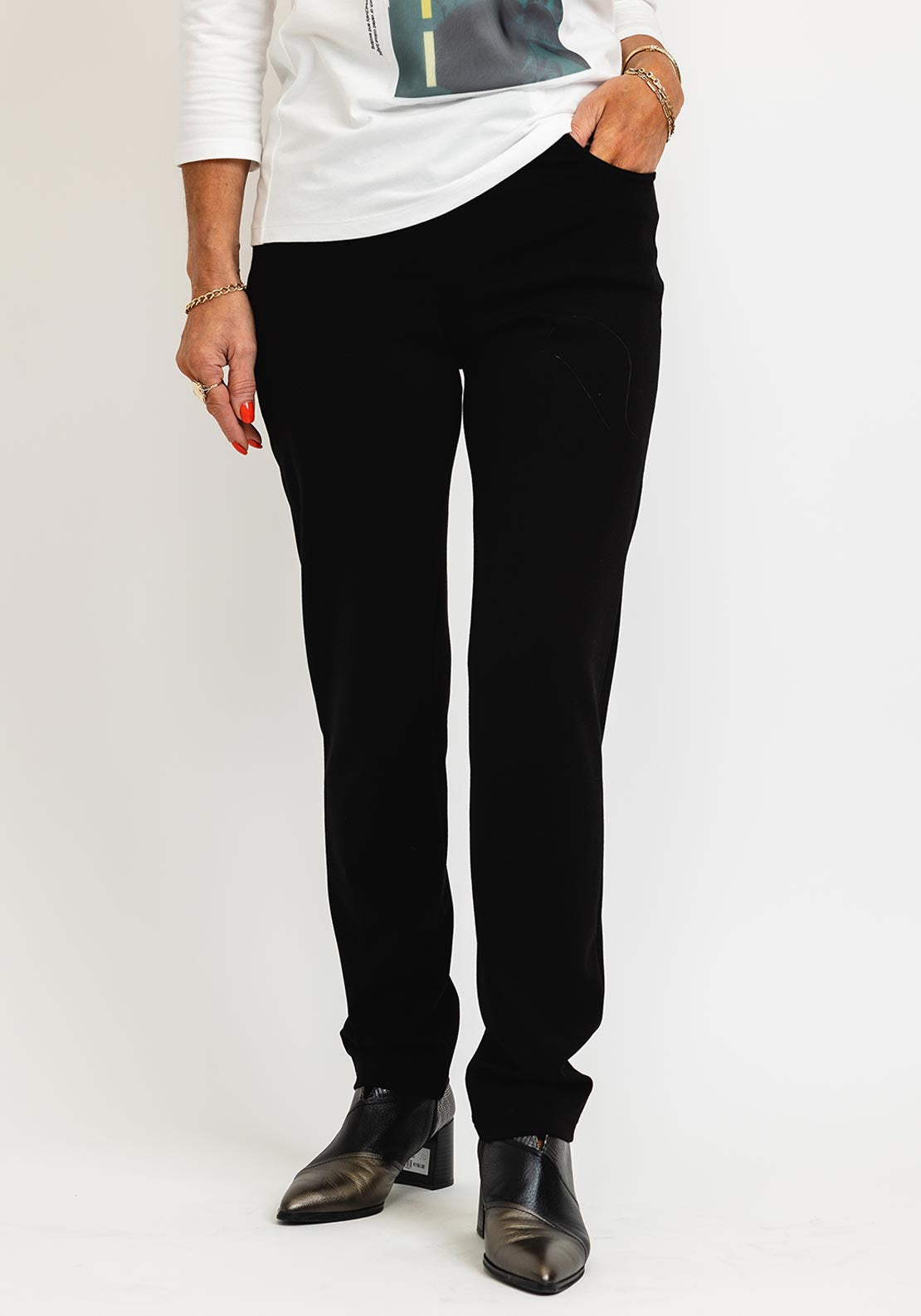 Robell Bella Full Length Comfort Stretch Trousers, Black