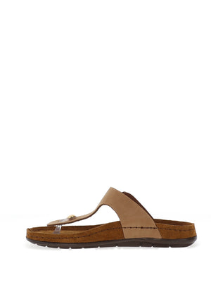 Rohde Womens Leather T-Bar Sandals, Natural