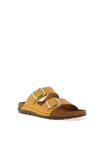 Rohde Womens Leather Buckle Chunky Slip On Mules, Mustard