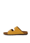 Rohde Womens Leather Buckle Chunky Slip On Mules, Mustard