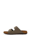Rohde Womens Leather Buckle Chunky Slip On Mules, Olive