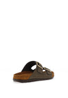 Rohde Womens Leather Buckle Chunky Slip On Mules, Olive