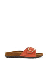 Rohde Womens Leather Single Buckle Chunky Slip On Mules, Coral