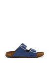 Rohde Womens Leather Buckle Chunky Slip On Mules, Petrol