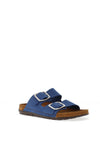 Rohde Womens Leather Buckle Chunky Slip On Mules, Petrol
