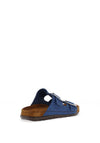 Rohde Womens Leather Buckle Chunky Slip On Mules, Petrol