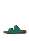 Rohde Womens Leather Buckle Chunky Slip On Mules, Green
