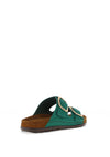 Rohde Womens Leather Buckle Chunky Slip On Mules, Green