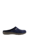 Rohde Womens Slip On Metallic Floral Croc Print Mule Slippers, Metallic Navy