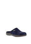 Rohde Womens Slip On Metallic Floral Croc Print Mule Slippers, Metallic Navy