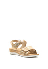 Rohde Leather Metallic Velcro Strap Sandals, Beige