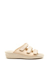 Rohde Leather Velcro Strap Slip on Sandals, Nude