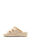 Rohde Womens Leather Velcro Strap Slip on Sandals, Nude
