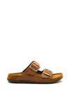 Rohde Leather Buckle Chunky Slip on Sandals, Tan