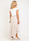 Veni Infantino for Ronald Joyce Off The Shoulder Dip Hem Dress, Ivory & Taupe
