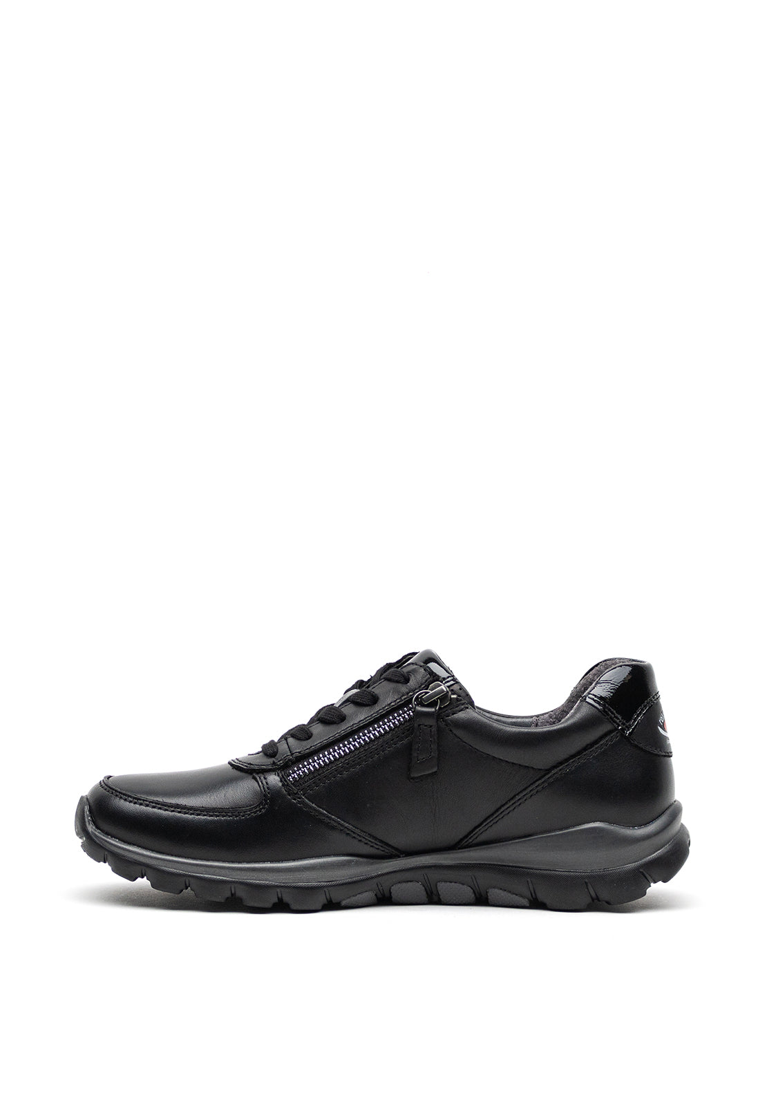 Gabor Leather Lace and Zip Up Trainers, Black