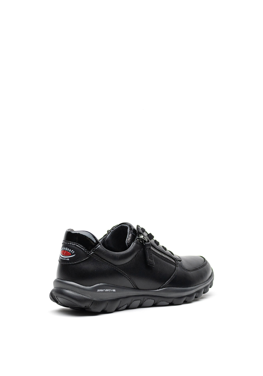 Gabor Leather Lace and Zip Up Trainers, Black