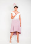 Veni Infantino for Ronald Joyce Off The Shoulder Dip Hem Dress, Pink & Ivory