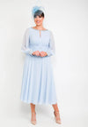 Veni Infantino for Ronald Joyce Chiffon Front Knot Embellished Dress, Sky Blue