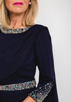 Veni Infantino for Ronald Joyce Embellished Cape Dress, Navy