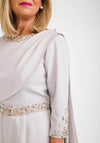 Veni Infantino for Ronald Joyce Embellished Cape Dress, Silver