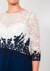 Veni Infantino for Ronald Joyce Embellished Bodice Pleated Dress, Navy & Ivory