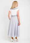 Veni Infantino for Ronald Joyce Embellished Neckline Pleated Dress, Silver & Ivory