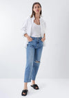 Salsa Slim Cropped Boyfriend Jeans, Light Blue