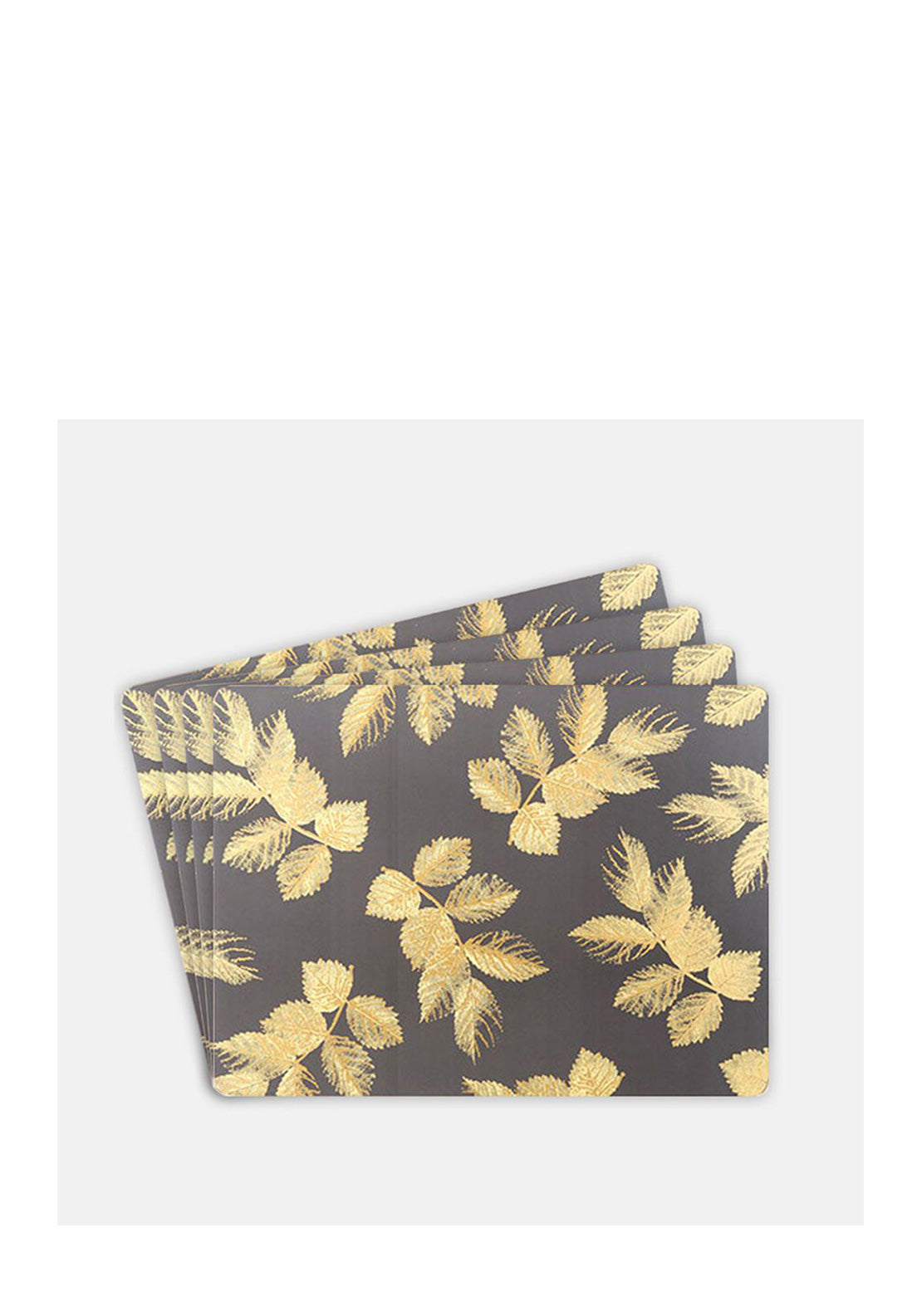 Sara Miller Etched Leaves Set of 4 Placemats, Dark Grey McElhinneys