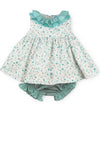 Sardon Baby Girls Flower Frill Dress and Briefs, Blue