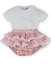 Sardon Baby Girls Frill Top and Layered Flower Brief Skirt, Pink