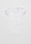 Sardon Baby Girls Frill Bodysuit, White Pink