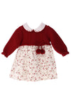 Sardon Baby Girl Knit Top Floral Dress, Red & White