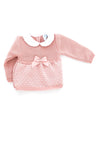 Sardon Baby Girl Knitted Bow Top and Bottoms Set, Pink