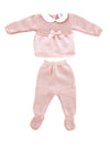 Sardon Baby Girl Knitted Bow Top and Bottoms Set, Pink