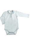 Sardon Baby Girls Collar Long Sleeve Bodysuit, White