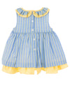 Sardon Baby Girls Pleated Stripe Dress, Baby Blue