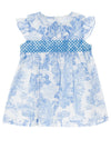 Sardon Baby Girls Classic Frill and Bow Dress, Blue